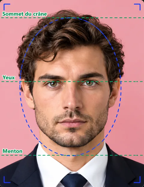 Schéma de positionnement de la tête dans le cadre photo